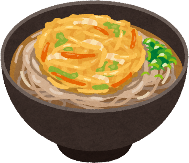 Illustration of Kakiage Soba in a Bowl