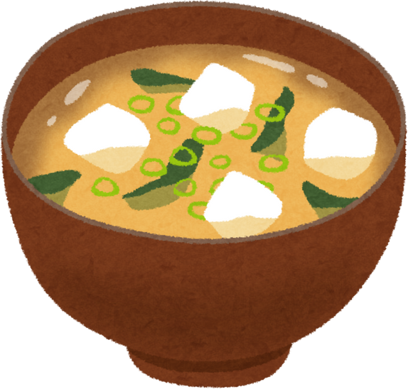 Illustration of Traditional Miso Soup with Wakame, Tofu, and Scallions