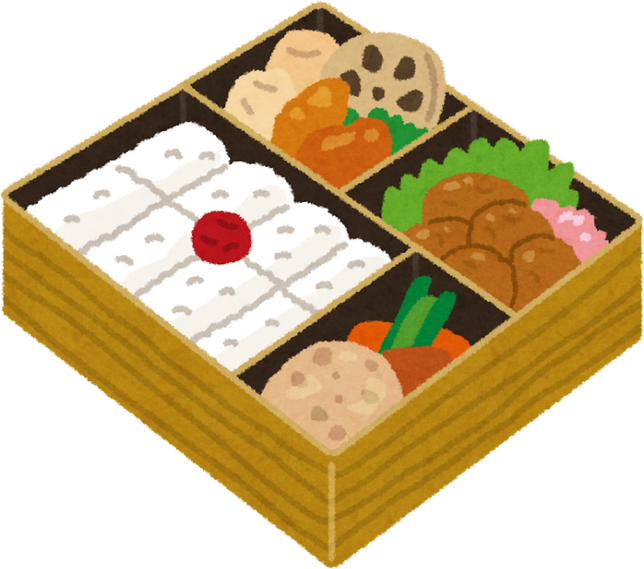 Illustration of a Traditional Makunouchi Bento Box