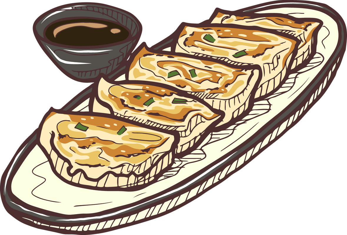 Gyoza Flat Color Retro Style